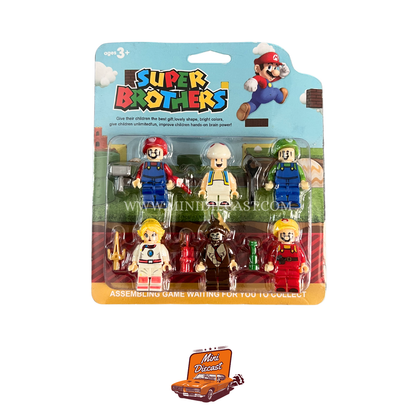 Super Brothers – Mario – 6 Mini Figurines (Imported)