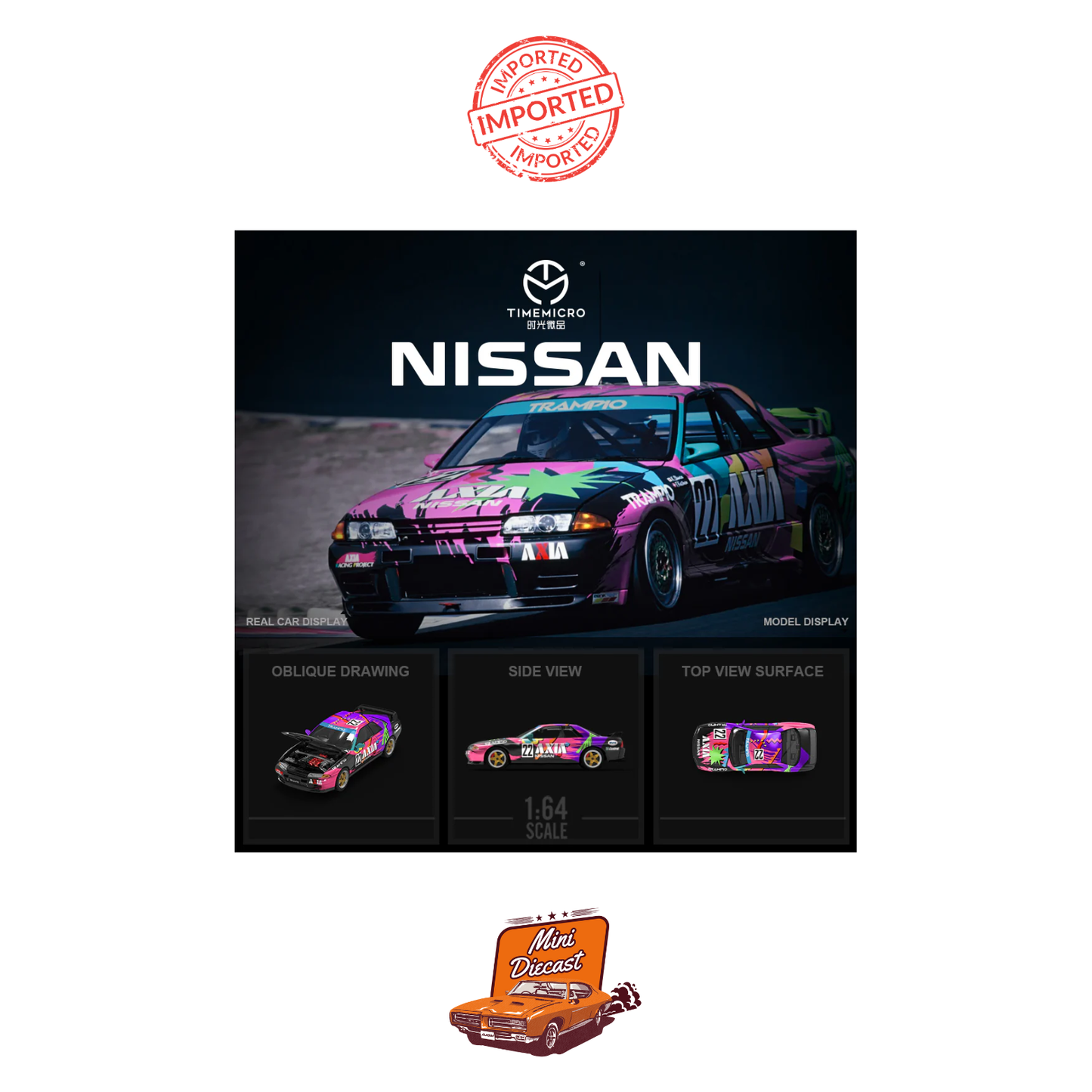 Time Micro Nissan GT-R R32 Axia #22 with Figurine (Imported)