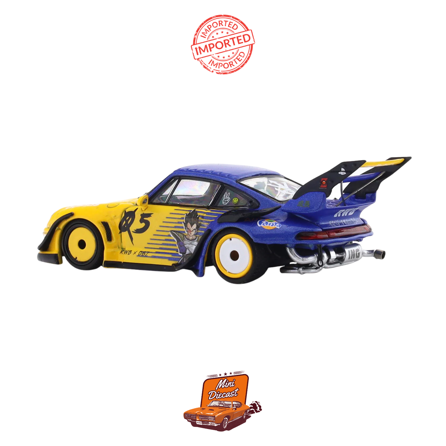 RWB Street Warrior x Ghost Player Porsche 911 (993) “Vegeta” Dragon Ball Z Livery – 1:64 Scale Diecast Model