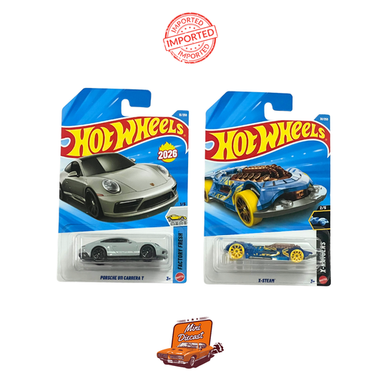 Hot Wheels Mainline (Set of 2) – Porsche 911 Carrera T / X-Steam (Imported)