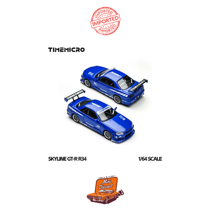Time Micro Nissan Skyline GT-R R34 C-West Passion Blue (Imported)