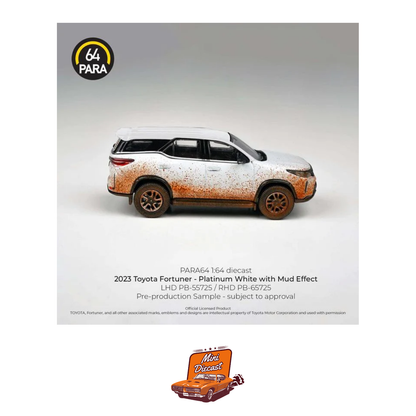 PARA64 2023 Toyota Fortuner – Platinum White with Mud Effect (1:64 Scale)