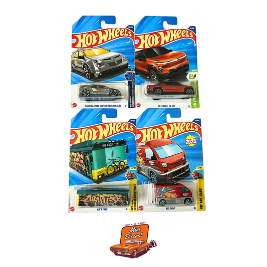 Hot Wheels Mainline (Set of 4) – Pontiac Aztek Custom / Silverado EV RST / Ain’t Fare / Kei Swap