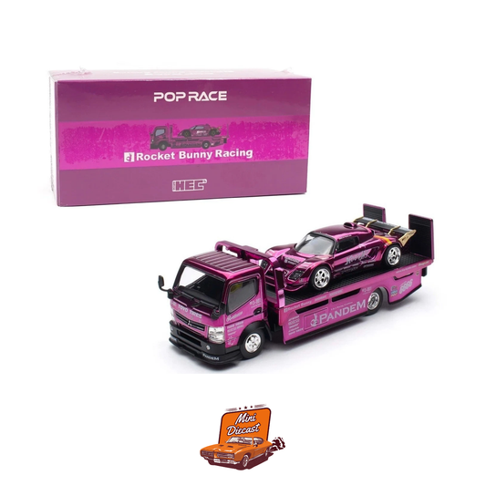 Pop Race HEC 2026 Pandem Lotus Elise & Fuso-300 Rocket Bunny Racing Purple Chrome Truck Set
