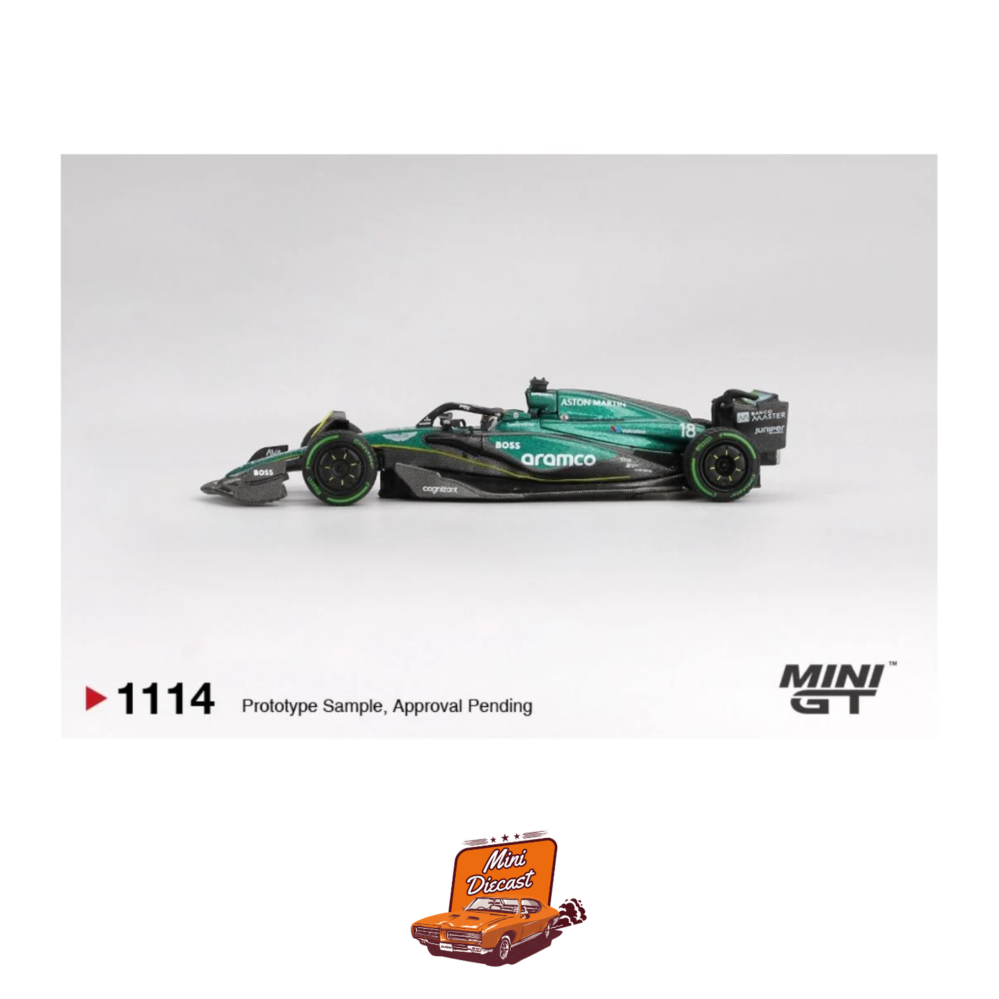 Mini GT #1114 Aston Martin AMR24 #18 Lance Stroll F1 2024 Canadian GP