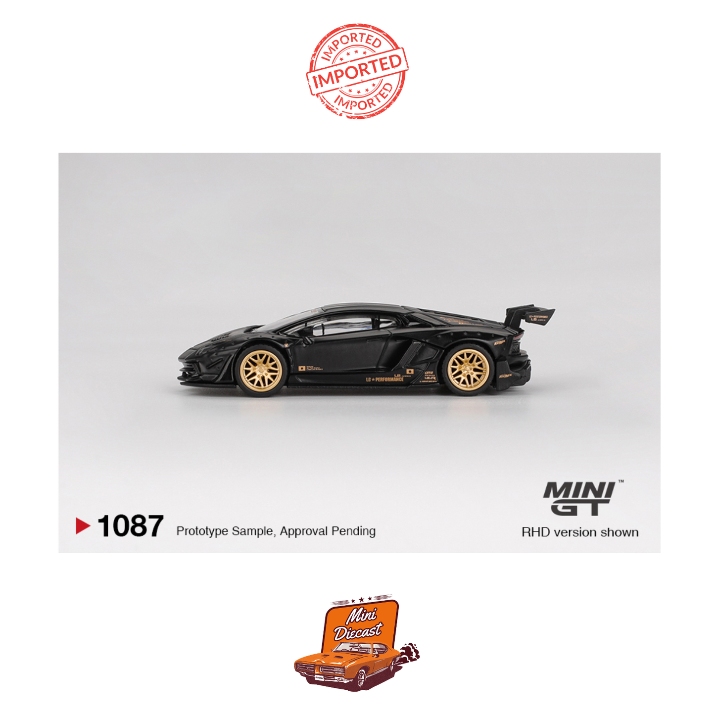 Mini GT #1087 LB★WORKS Lamborghini Aventador Limited Edition Matte Black (Imported)