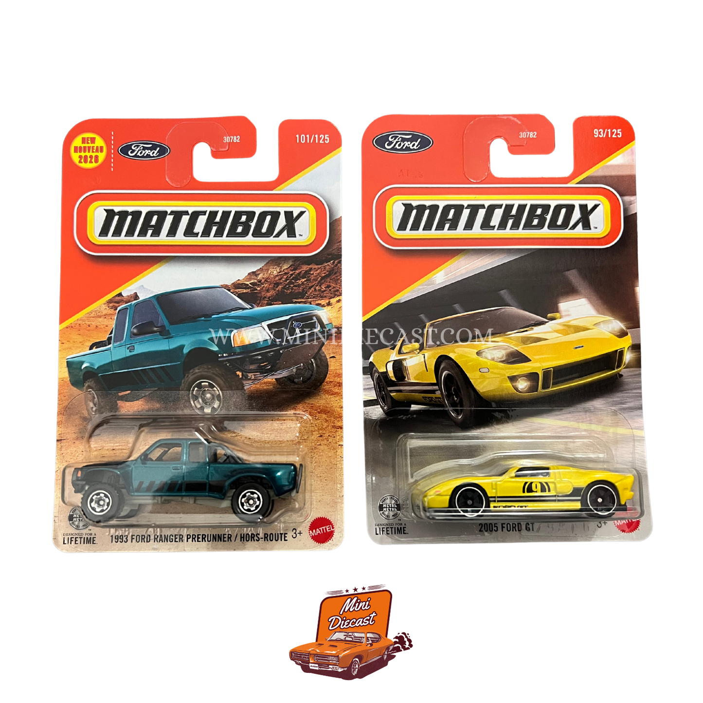 Matchbox (Set of 2) – 1993 Ford Ranger Prerunner / 2005 Ford GT