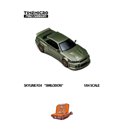 Time Micro Nissan Skyline GT-R R34 Smilodon Millennium Jade 1:64