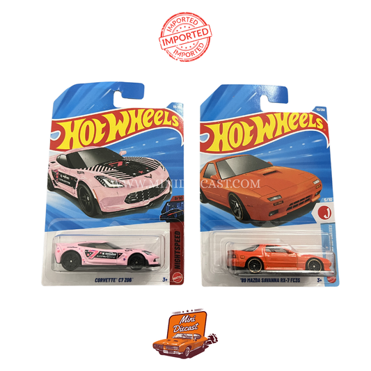 Hot Wheels Mainline (Set of 2) – Corvette C7 Z06 / '89 Mazda Savanna RX-7 FC3S (Imported)