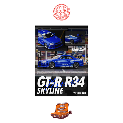 Time Micro Nissan Skyline GT-R R34 C-West Passion Blue (Imported)