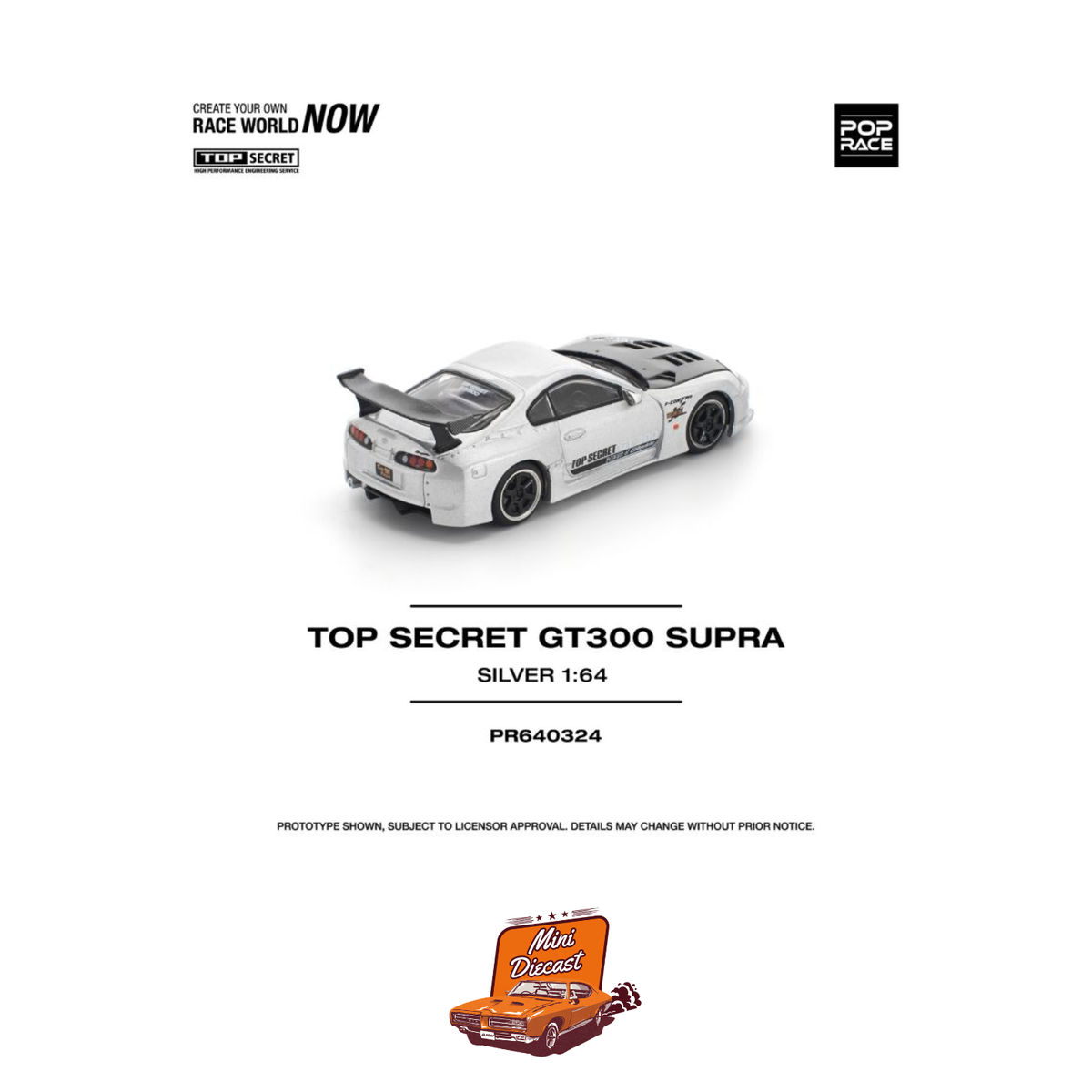 Pop Race Top Secret GT300 Supra Silver PR64-324