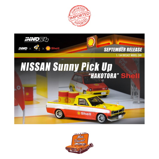 Inno64 x Tiny x Shell – Nissan Sunny “HAKOTORA” Pick Up – Shell Edition