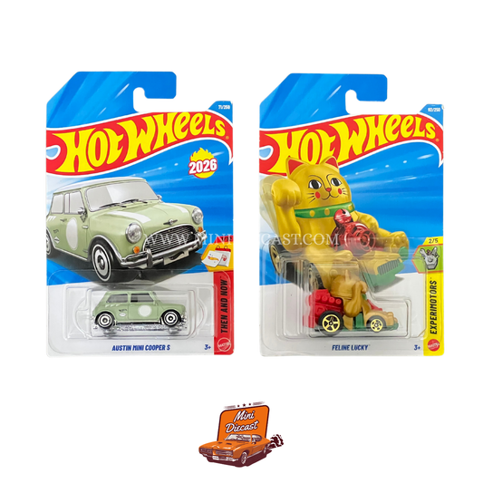 Hot Wheels Mainline (Set of 2) – Austin Mini Cooper S / Feline Lucky