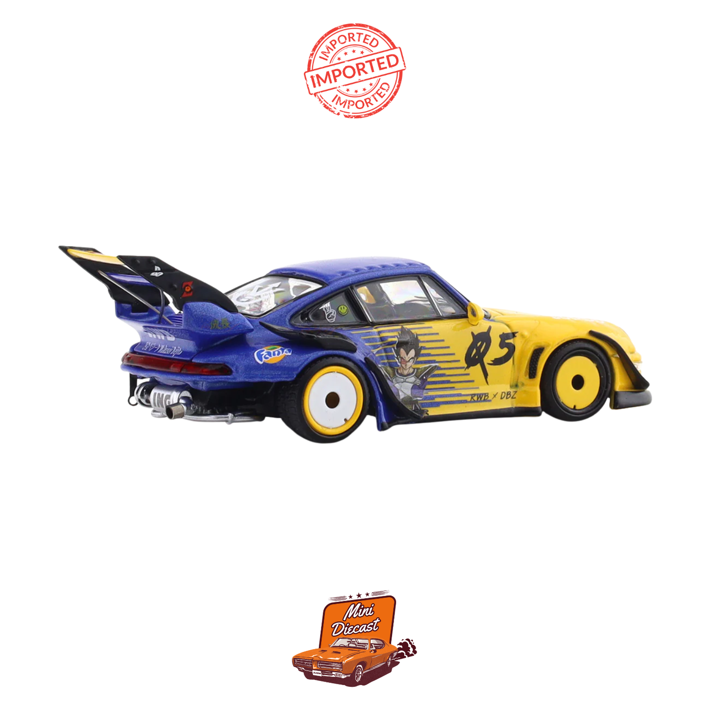 RWB Street Warrior x Ghost Player Porsche 911 (993) “Vegeta” Dragon Ball Z Livery – 1:64 Scale Diecast Model