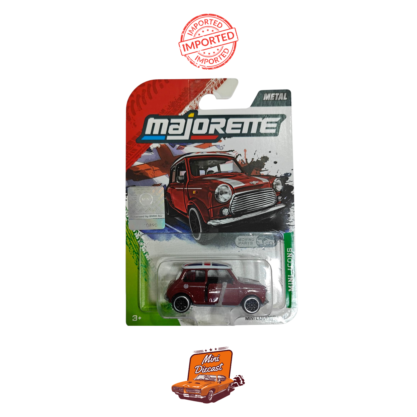 Majorette Premium Cars Mini Icons Mini Cooper 1.3L Red with UK Flag Livery (MDX26) (Imported)