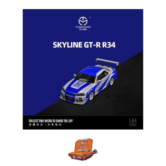 Time Micro Nissan Skyline GT-R R34 "Blue Silver" (TM800501)
