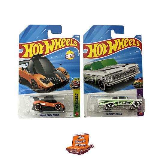 Hot Wheels Mainline (Set of 2) – Pagani Zonda Cinque / ’59 Chevy Impala