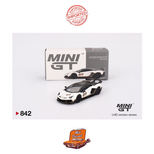 Mini GT #842 Lamborghini Aventador SVJ 63 (Bianco Asopo)
