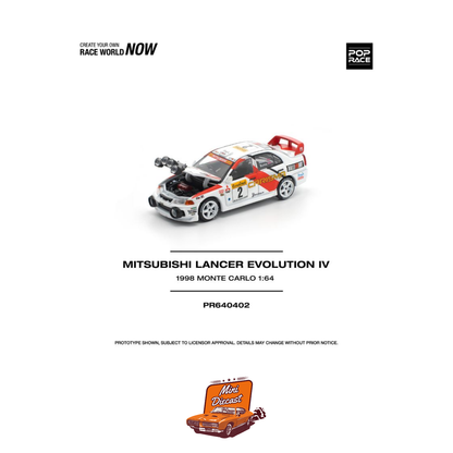 Pop Race Mitsubishi Lancer Evolution IV 1998 Monte Carlo Rally PR64-402