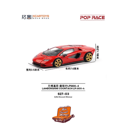 Pop Race x XCARTOYS S27-03 Lamborghini Countach LPI 800-4