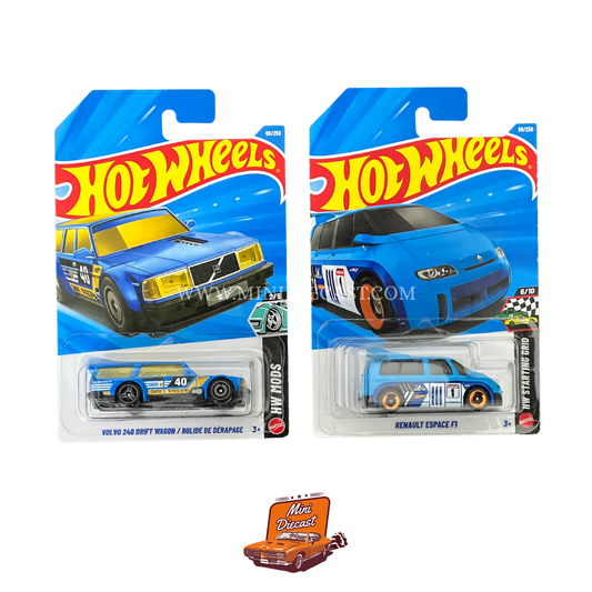 Hot Wheels Mainline (Set of 2) – Volvo 240 Drift Wagon / Renault Espace F1