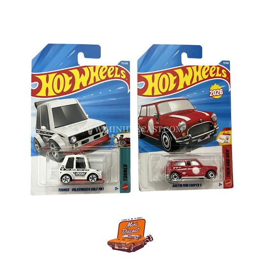 Hot Wheels Mainline (Set of 2) – Tooned™ Volkswagen Golf Mk1 / Austin Mini Cooper S