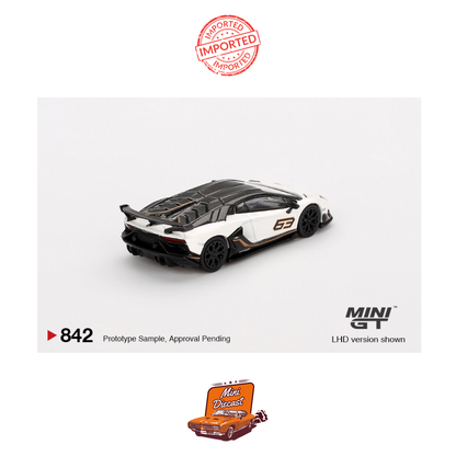 Mini GT #842 Lamborghini Aventador SVJ 63 (Bianco Asopo)