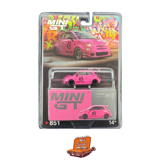 Mini GT #851 ABARTH 595 LB-WORKS x Abas Works Pink (Blister Pack) (Imported)