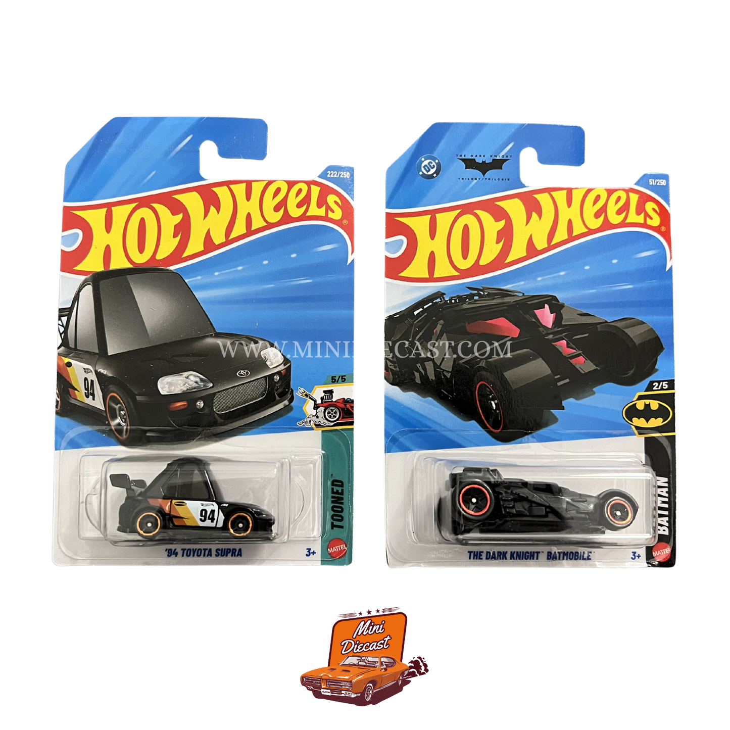 Hot Wheels Mainline (Set of 2) – '94 Toyota Supra / The Dark Knight Batmobile