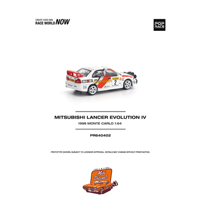 Pop Race Mitsubishi Lancer Evolution IV 1998 Monte Carlo Rally PR64-402