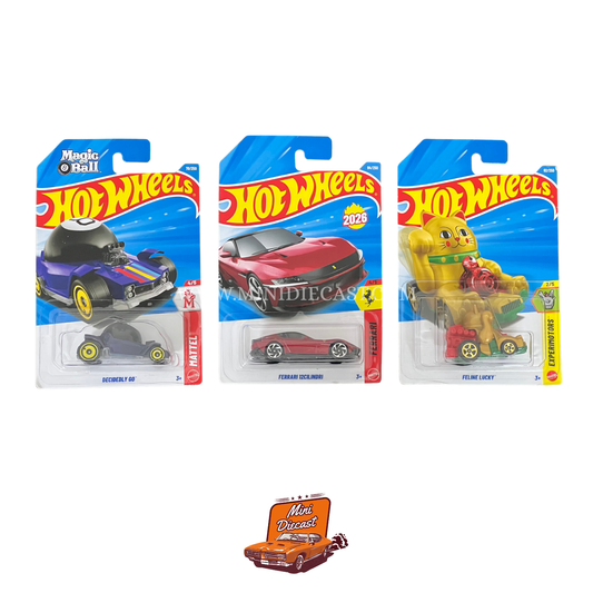 Hot Wheels Mainline (Set of 3) – Decidedly Go / Ferrari 12Cilindri / Feline Lucky