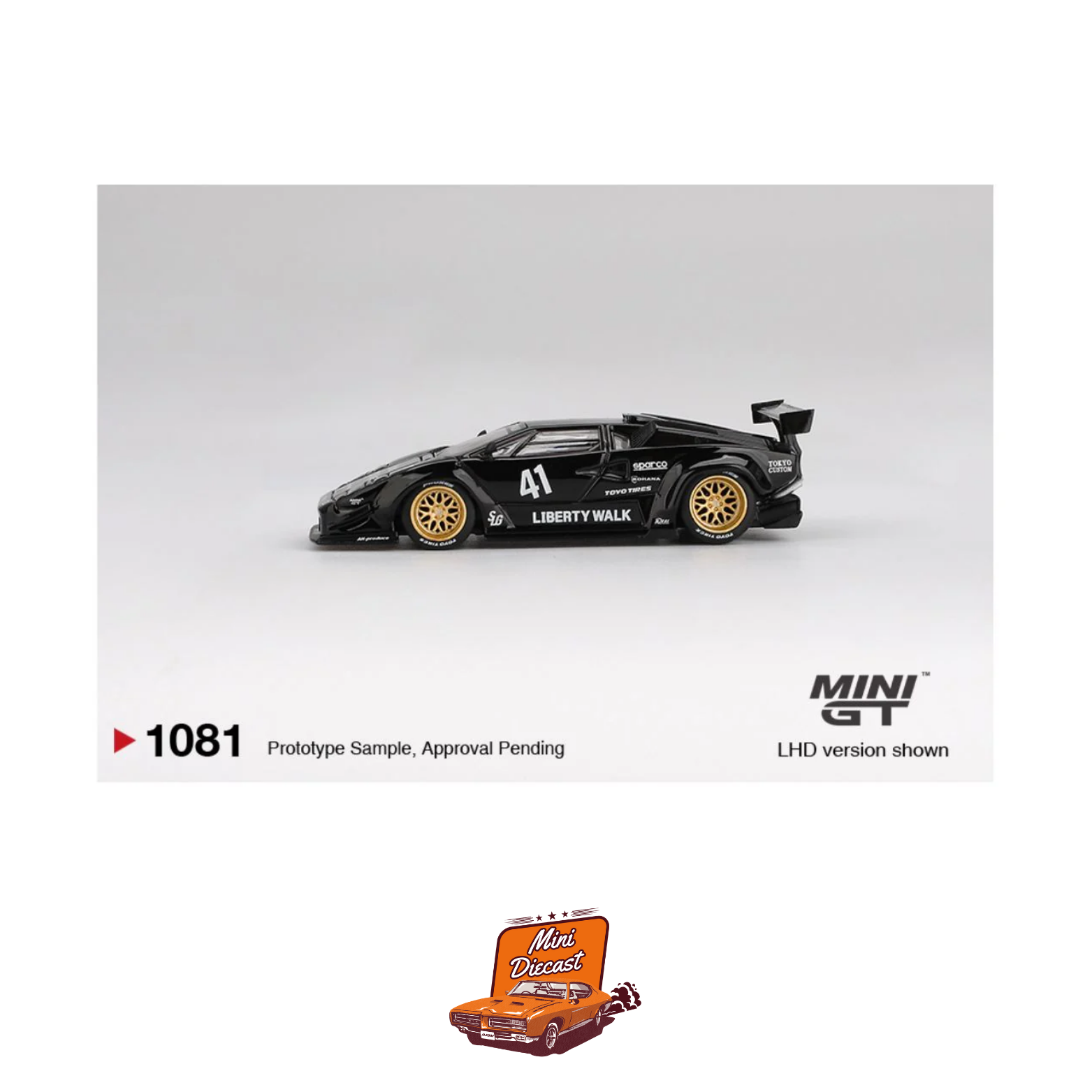 Mini GT #1081 Lamborghini Countach LB-Works – Black – Mini Diecast