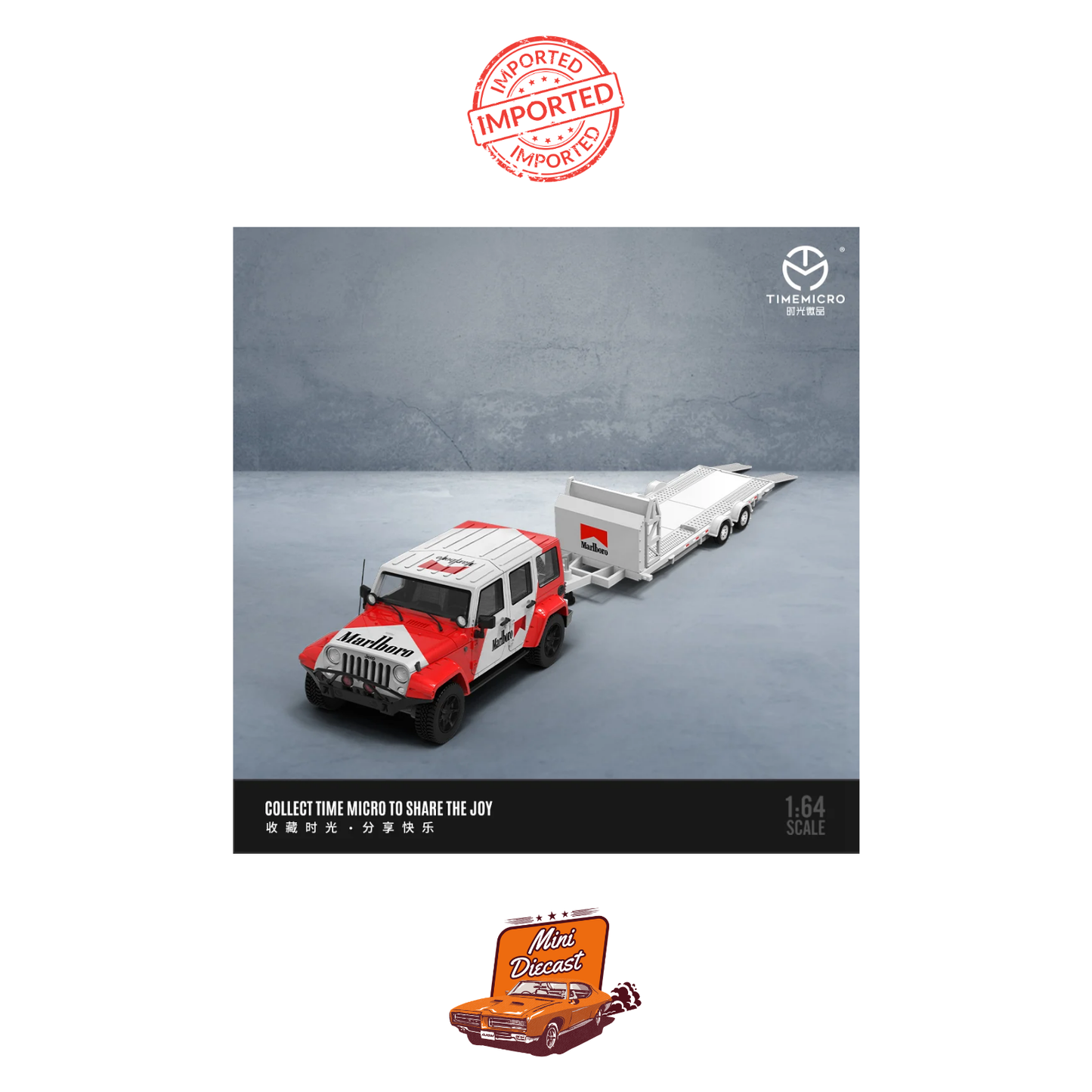 Time Micro Jeep Wrangler Marlboro Livery with Trailer (Imported)