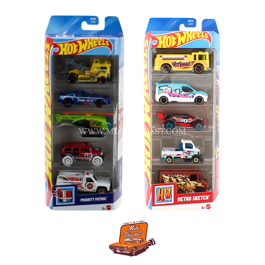 Hot Wheels 5 Pack (2x) – Priority Patrol / Metro Sketch