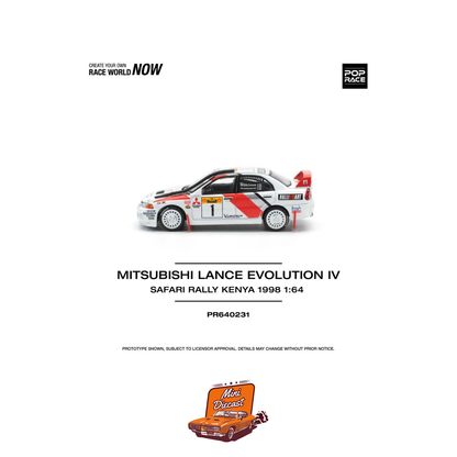 Pop Race Mitsubishi Lancer Evolution IV Safari Rally Kenya 1998 (PR64-231)