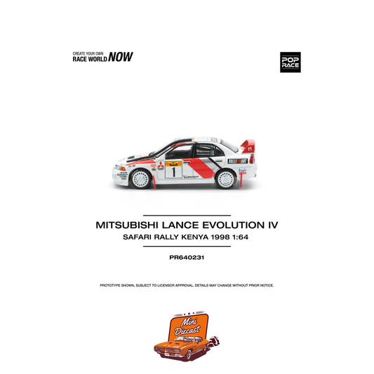 Pop Race Mitsubishi Lancer Evolution IV Safari Rally Kenya 1998 (PR64-231)