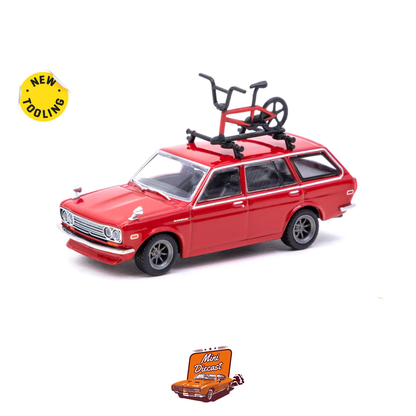 Tarmac Works Datsun Bluebird 510 Wagon Red with Bicycle & Rack – Global64