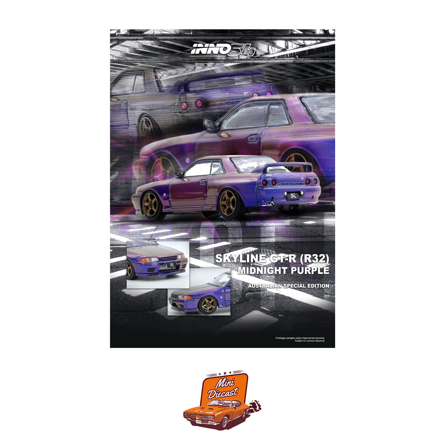 INNO64 Nissan Skyline GT-R (R32) Midnight Purple Australian Special Edition IN64-R32-MP-AS