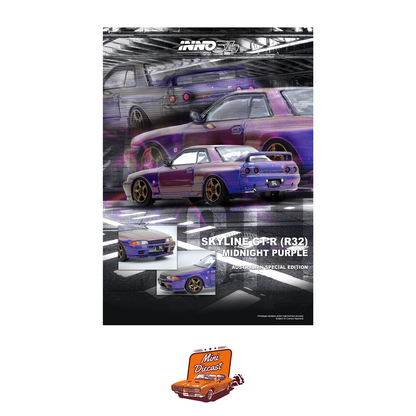 INNO64 Nissan Skyline GT-R (R32) Midnight Purple Australian Special Edition IN64-R32-MP-AS