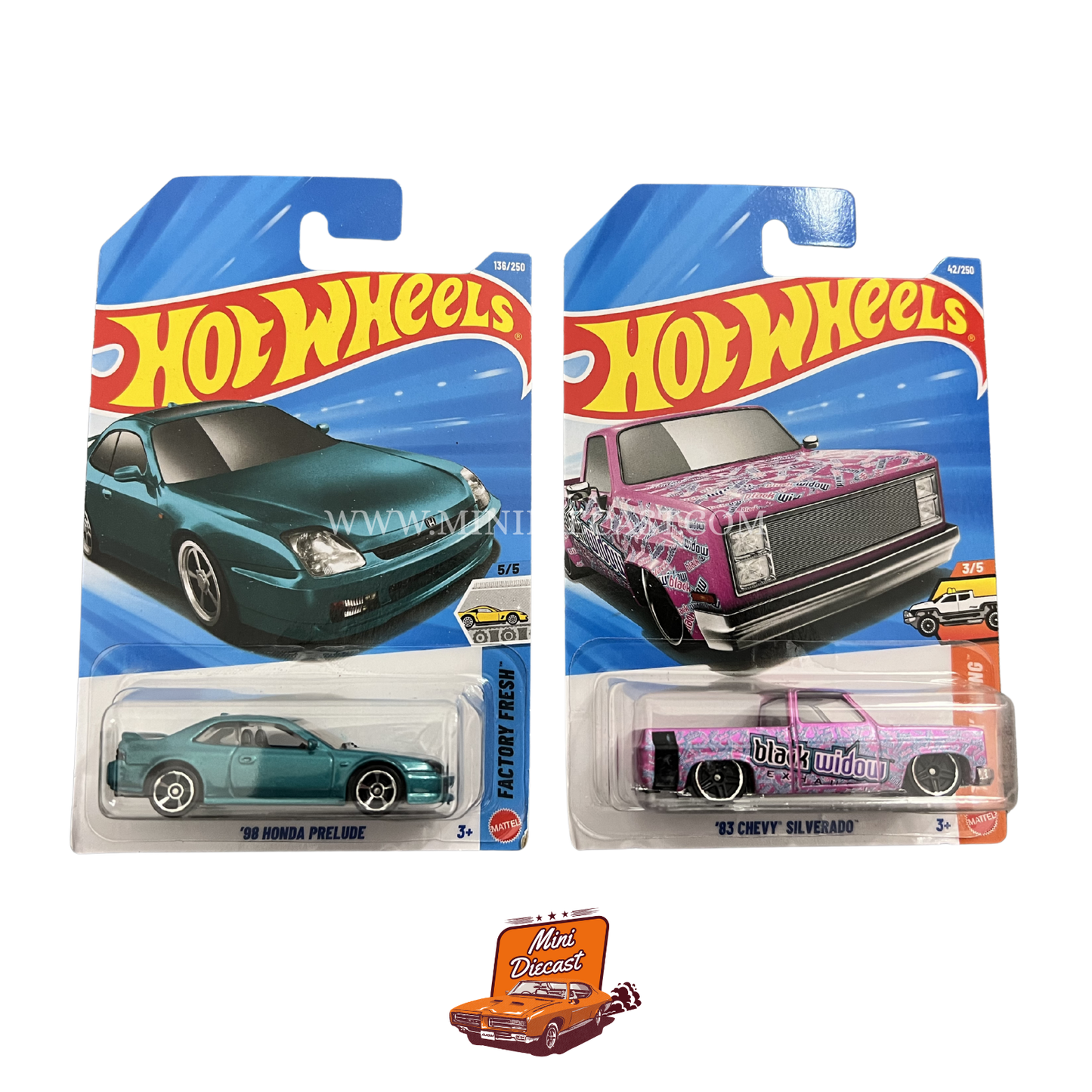Hot Wheels Mainline (Set of 2) – '98 Honda Prelude / '83 Chevy Silverado