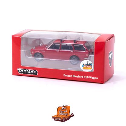 Tarmac Works Datsun Bluebird 510 Wagon Red with Bicycle & Rack – Global64