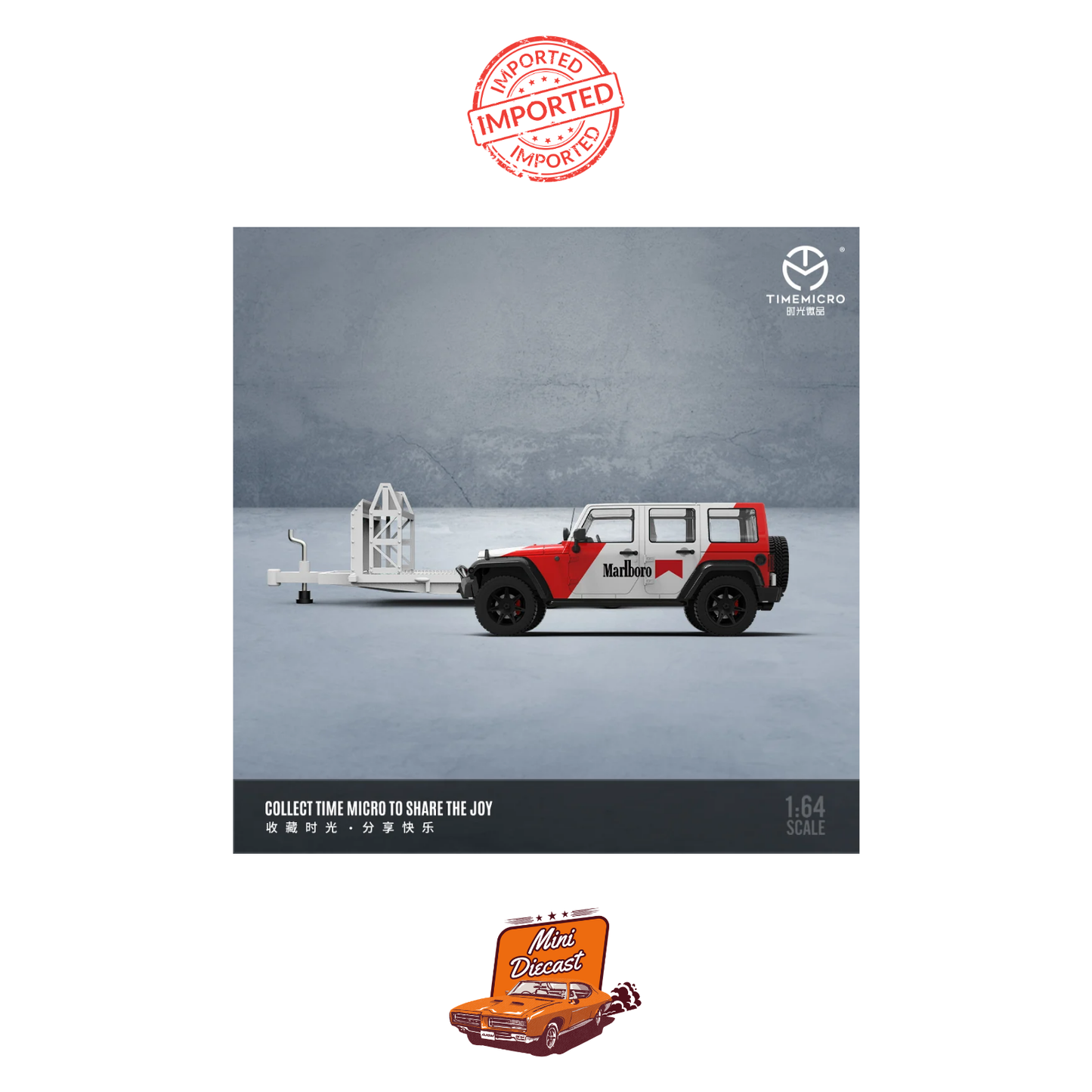 Time Micro Jeep Wrangler Marlboro Livery with Trailer (Imported)