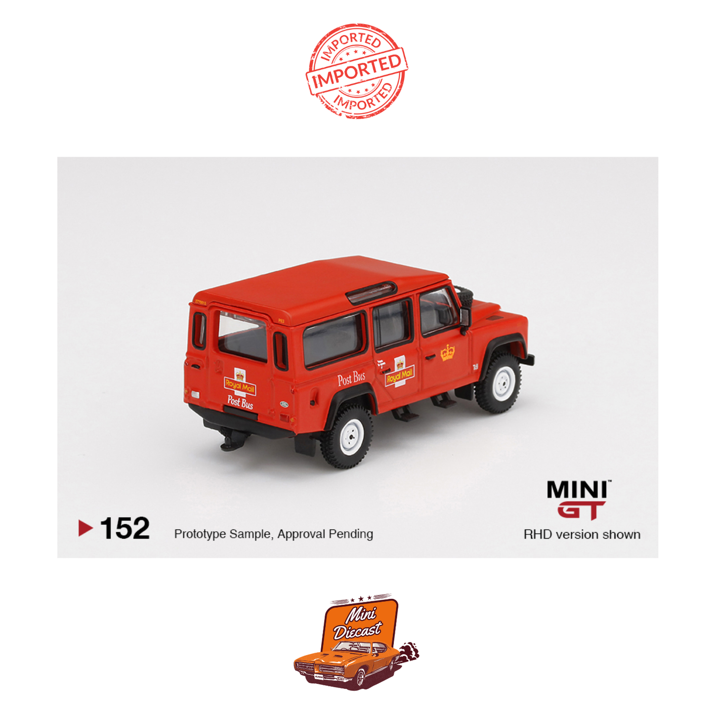 Mini GT #152 Land Rover Defender 110 UK Royal Mail Post Bus (Imported)