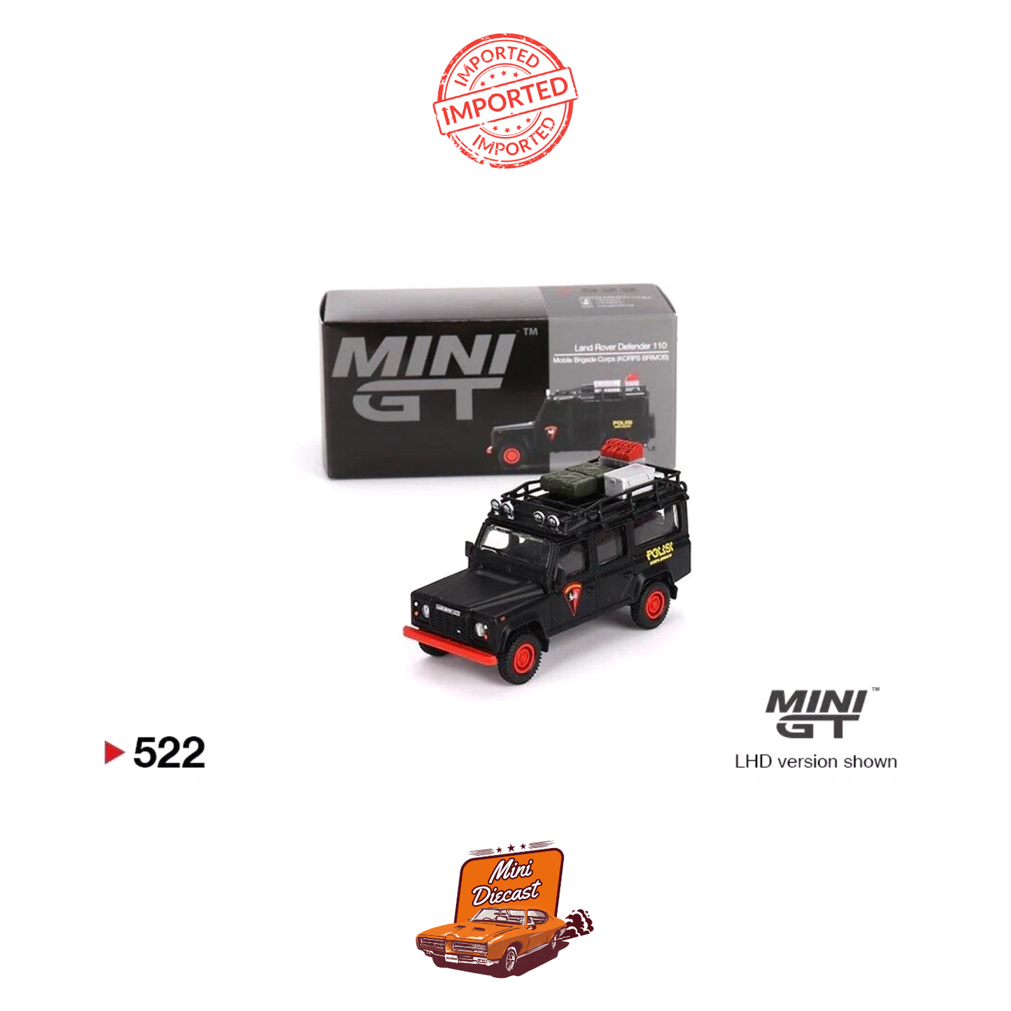 Mini GT #522 Land Rover Defender 110 Mobile Brigade Corps (KORPS BRIMOB) (Imported)