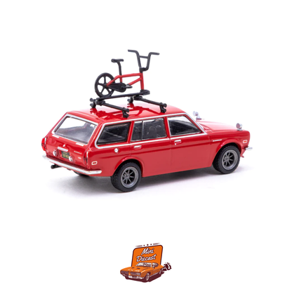 Tarmac Works Datsun Bluebird 510 Wagon Red with Bicycle & Rack – Global64