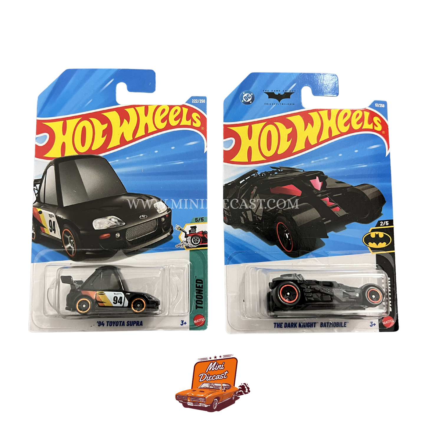 Hot Wheels Mainline (Set of 2) – '94 Toyota Supra / The Dark Knight Batmobile