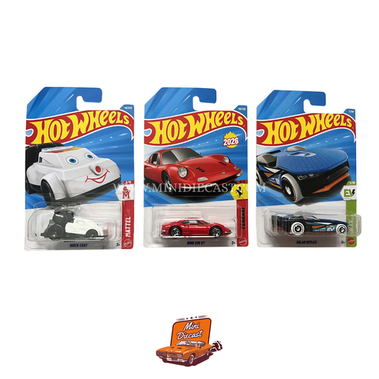 Hot Wheels Mainline (Set of 3) – Quick Chat / Dino 206 GT / Solar Reflex
