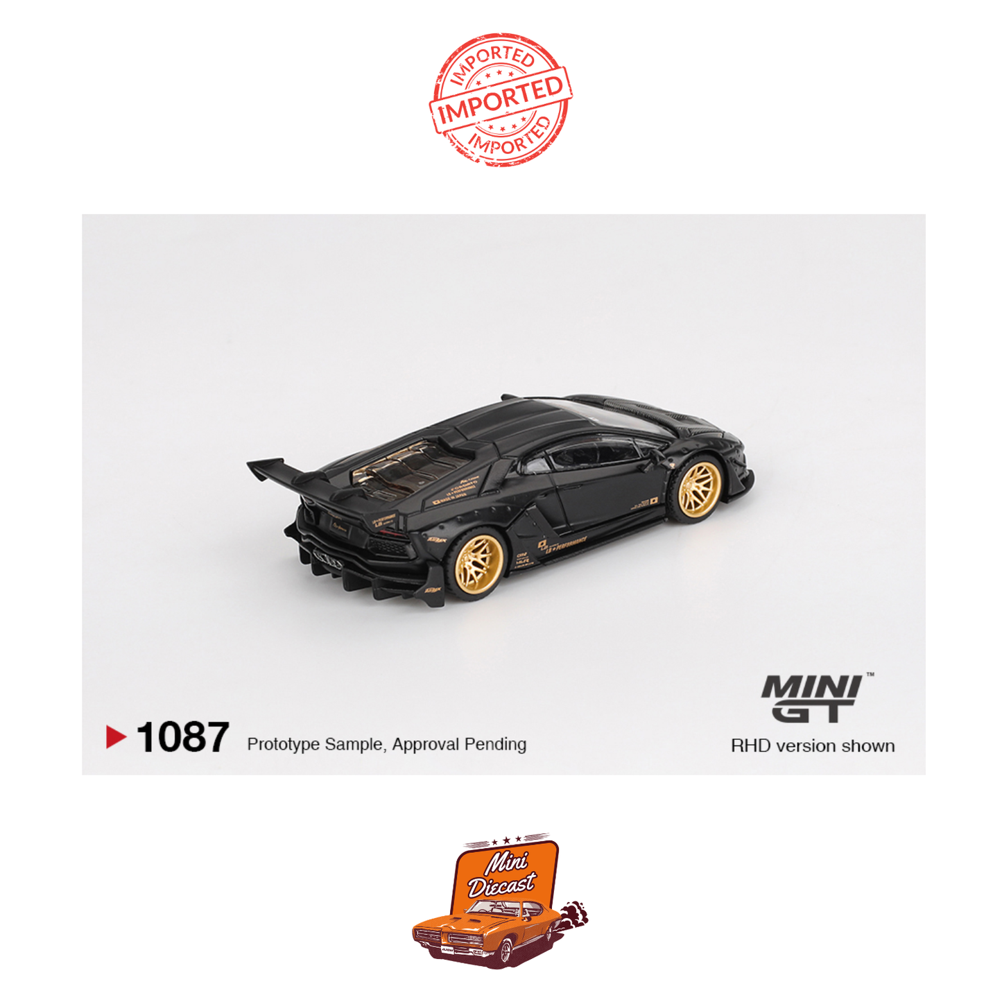 Mini GT #1087 LB★WORKS Lamborghini Aventador Limited Edition Matte Black (Imported)