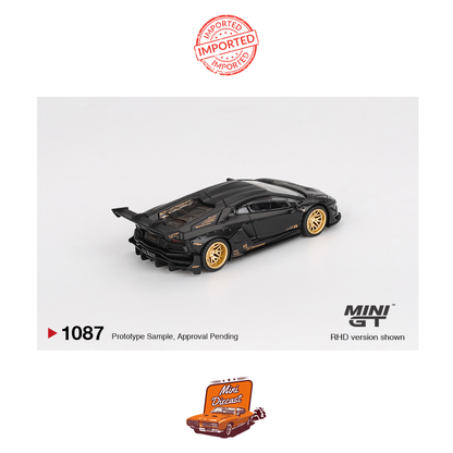 Mini GT #1087 LB★WORKS Lamborghini Aventador Limited Edition Matte Black (Imported)