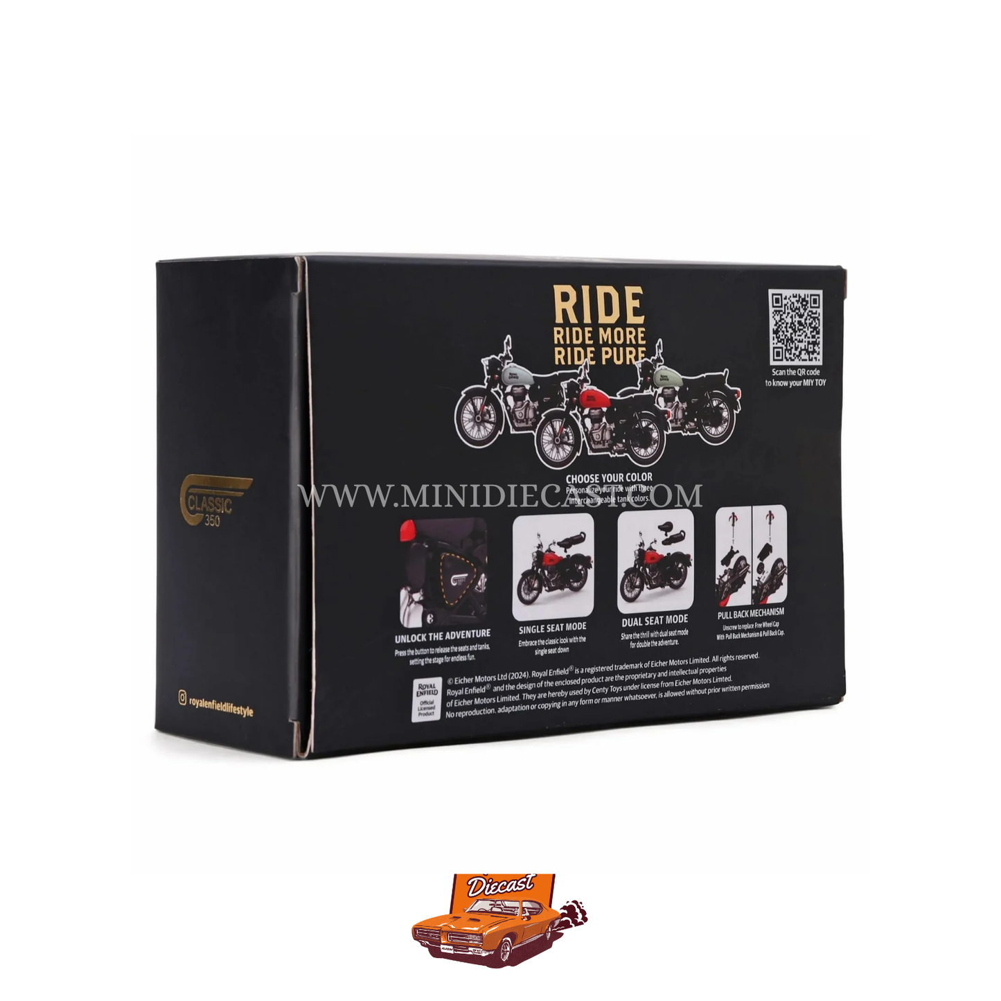 Centy Toys Royal Enfield Classic 350 – Detachable Parts with 3 Colored Fuel Tanks